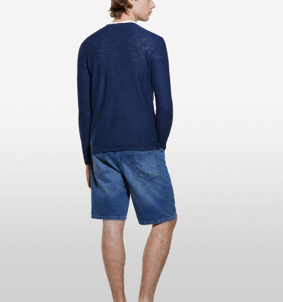 Camisola mélange azul-escuro - camisolas gola redonda para homem - Azul-Escuro | Sisley image number 3